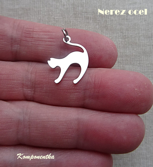 Přívěšek kočička nerez ocel 21x15mm 1kus
