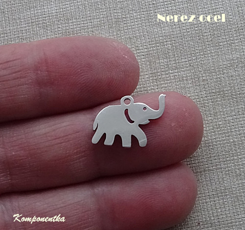 Přívěšek sloník nerez ocel 18x12mm 1kus