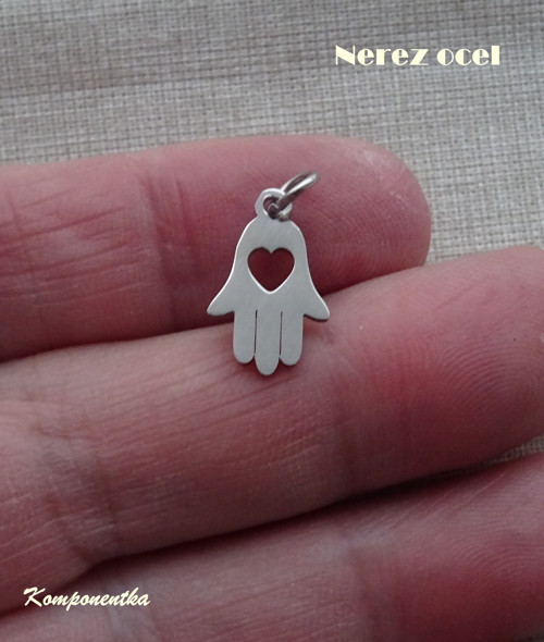 Přívěšek ruka Fátimy nerez ocel 19x10mm 1kus