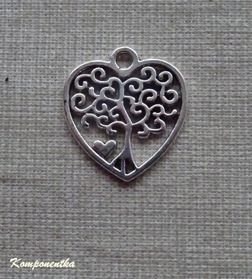 Přívěšek strom života srdíčko 18x19mm 1kus