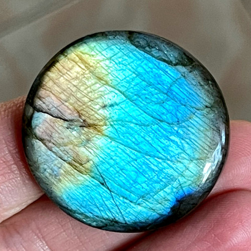 Labradorit kabošon kruh / 34x4mm