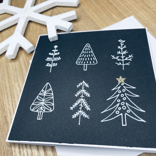 Ručně malované craft přáníčko se stromky — foto 1