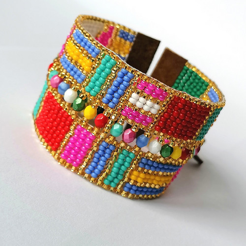 Colorful Geometric Seed Beads Bracelet