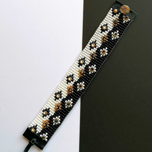 Black & White Loom Beaded Bracelet