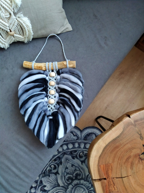 Merino macramé peříčko - duhově melírovaná šedá — foto 1