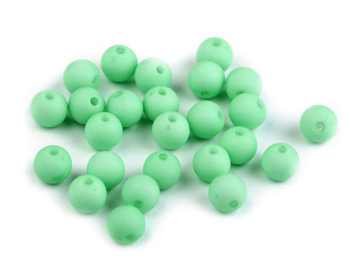 Plastové korálky matné Ø8mm - zelená pastel (25ks)