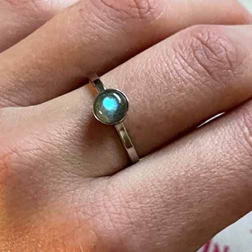 Stříbrný prsten s labradoritem Ag925 Rhodium