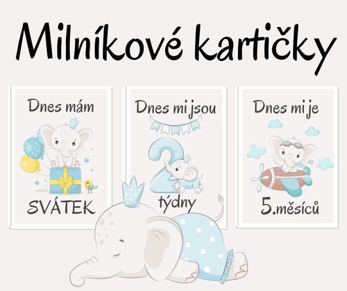 Milníkové kartičky SLONÍK kluk