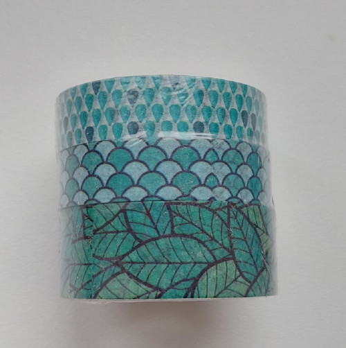 Set washi pásek. Zelená s lístky