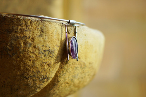 Nerezový náhrdelník..." Purple " — foto 1