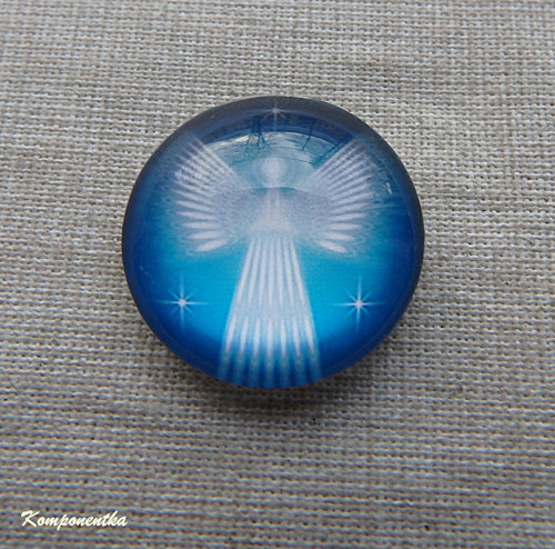 Skleněný kabošon s andělíčkem 20mm 1kus