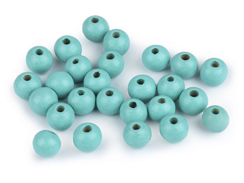 Dřevěné korálky 10 mm (20g) - mint — foto 1
