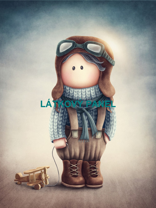 Bavlněný panel Malý pilot 18x25 cm - skladem — foto 1