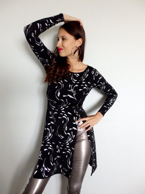 Tunika Mandy -černostříbrná — foto 1