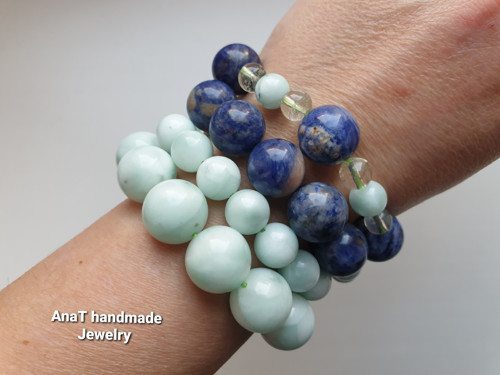 Náramek larimar , dumortierit — foto 1