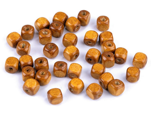 Dřevěné korálky kostka 8 x 8 mm (100ks) - sv.hnědá