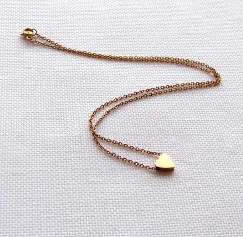 Ocelový náhrdelník - SRDCE ROSE GOLD