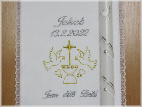 Křestní sada- rouška, svíce