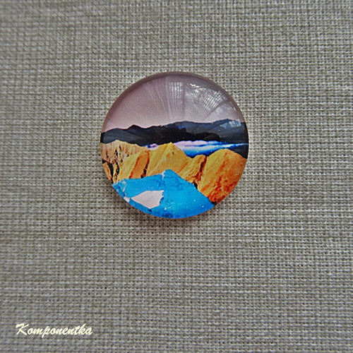 Skleněný kabošon země 20mm 1kus