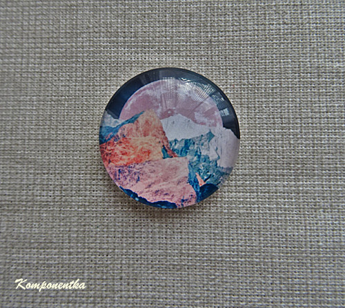 Skleněný kabošon země 20mm 1kus