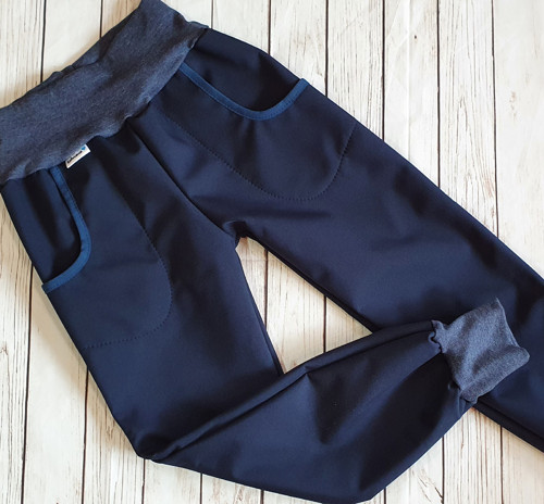 Dětské zimní softshellové kalhoty- tmavě modrá