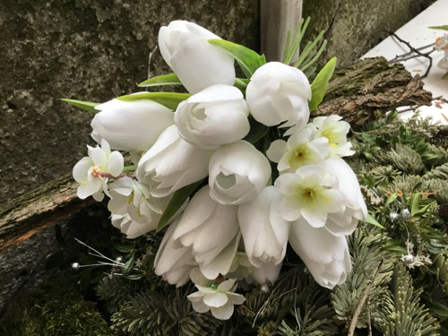 Kytice tulipánů v bílé