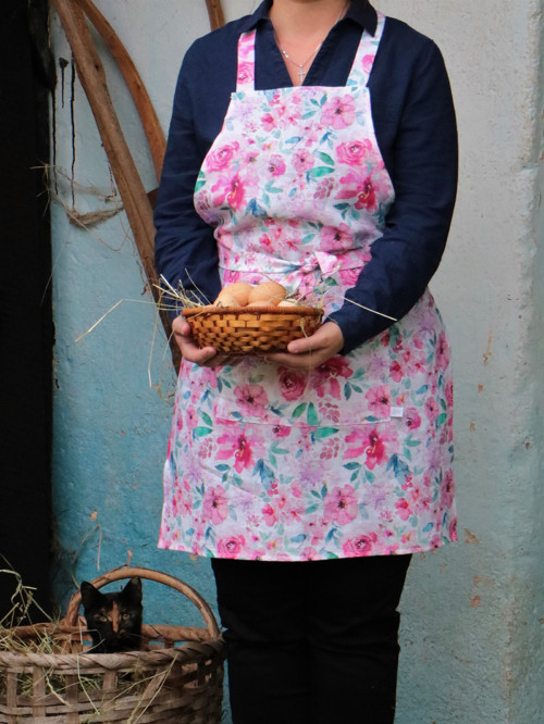 Ľanová zástera Ruženka