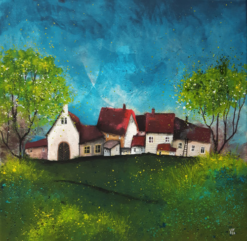 Jarní vesnička - 40x40cm — foto 1