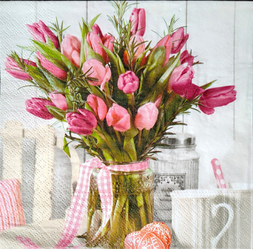 Ubrousek - kytice růžových tulipánů — foto 1