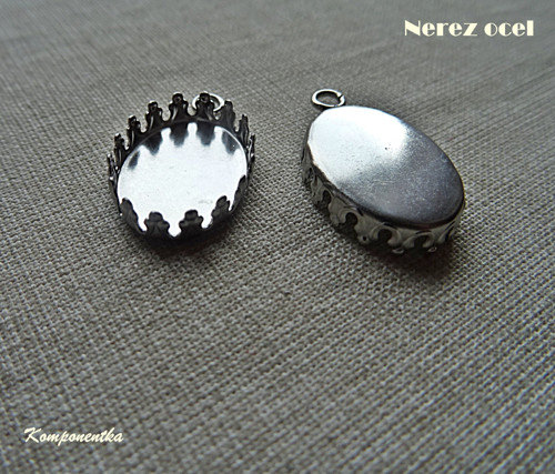 Lůžko ovál na kabošon nerez ocel 13x18mm 1kus