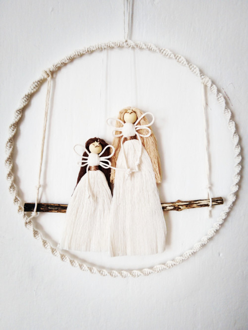 Macramé Anděl strážný Maminka & dcera