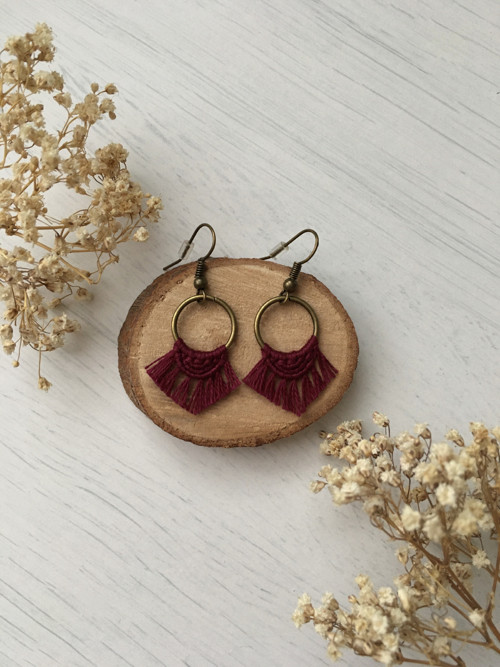 Boho macramé náušnice