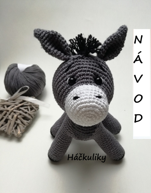 Háčkovaný oslík Oliver - NÁVOD