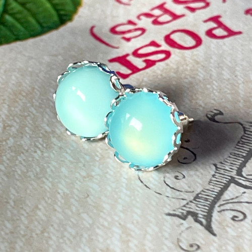 Puzety naušnice chalcedon aqua