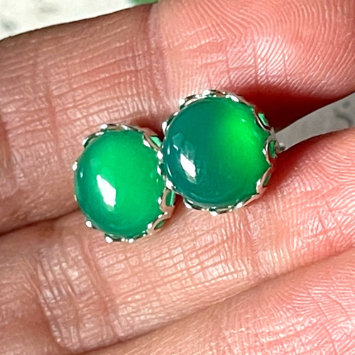 Puzety naušnice chalcedon zelený