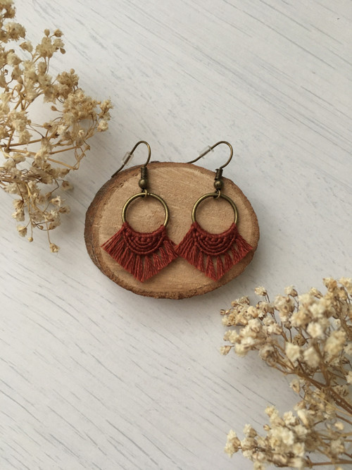 Boho macramé náušnice