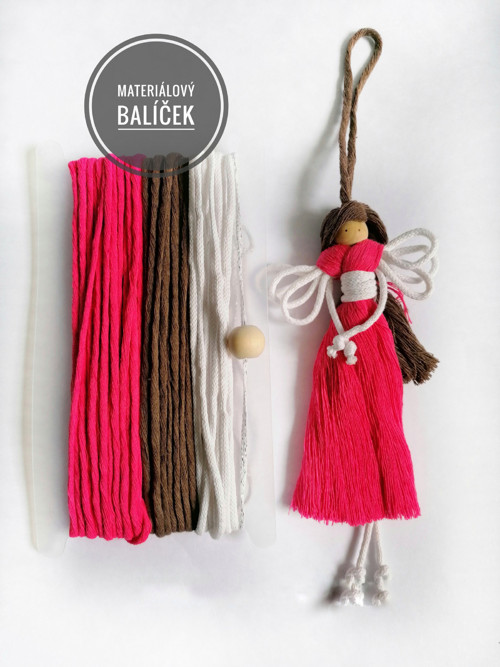 Materiálový balíček... Macrame andělka, panenka ..