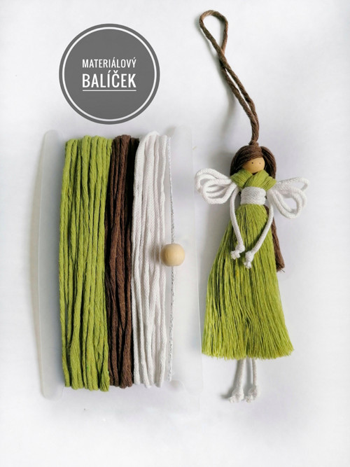 Materiálový balíček... Macrame andělka, panenka ..