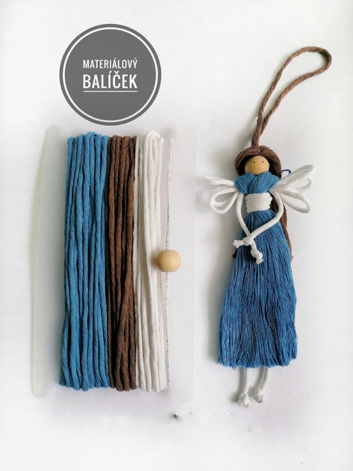 Materiálový balíček... Macrame andělka, panenka ..
