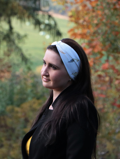 Prekrížená úpletová čelenka sušené bylinky