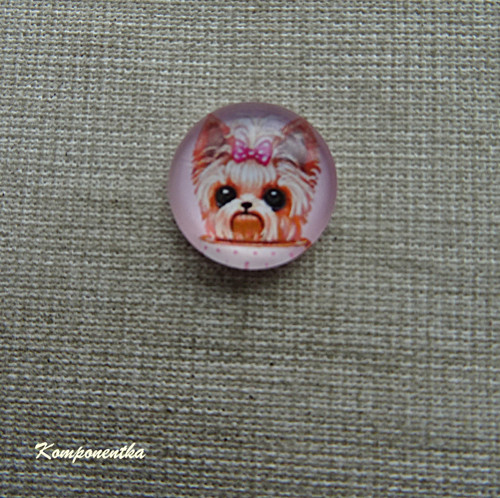 Skleněný kabošon pejsek 12mm