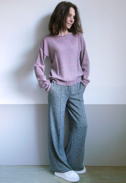 Kašmírový pulover ružový tweed — foto 1