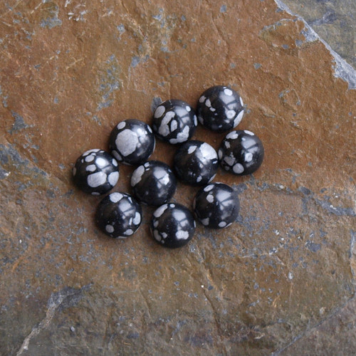 Obsidián vločkový , kabošon 6mm, č.2498 — foto 1