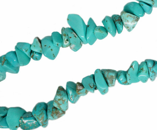 Korálky z přírodního kamene - howlite, tyrkysově