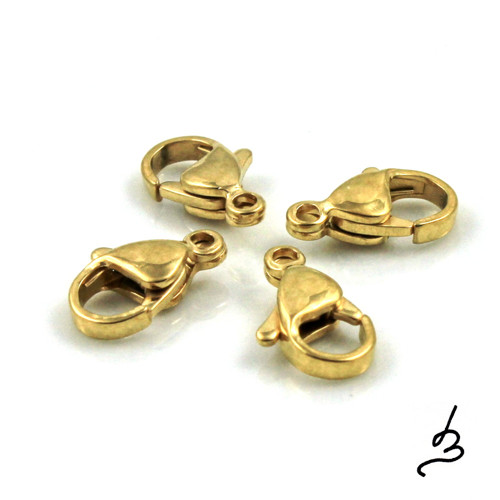 Karabinky 12 mm nerezová ocel zlatá - 1 ks