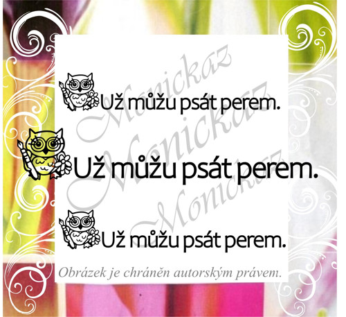 Už můžu psát perem 764. Razítko.