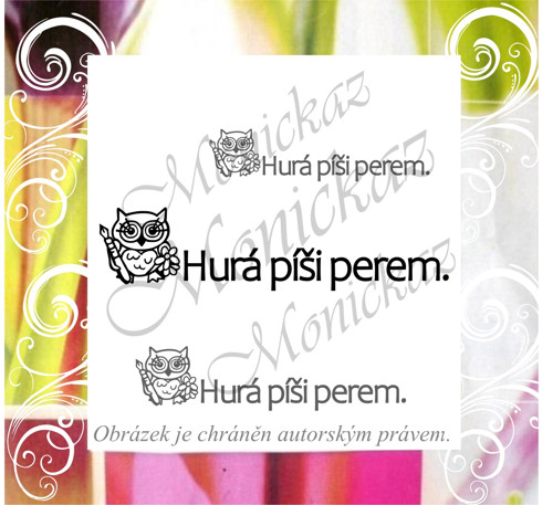 Hurá. Píši perem sova 517. Razítko.