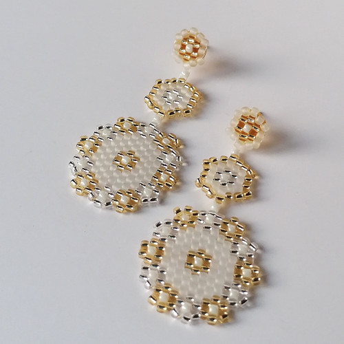 Floral Bridal Dangle Beaded Earrings