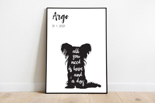 Plakát ALL YOU NEED IS.... DOG nr. 13 Papillon