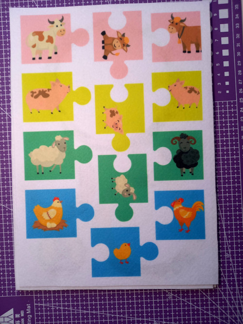 Tvrdý korejský filc Puzzle zvířátka quiet book
